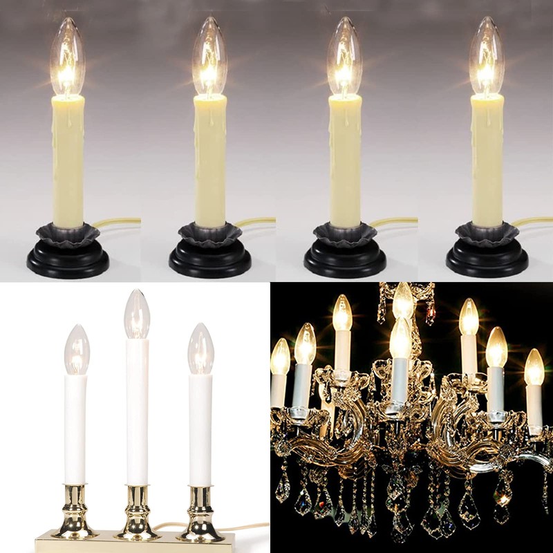 SUNSGNE 25 Pack Candle Light Bulbs, C26 Crystal Clear Torpedo
