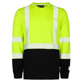 BOCOMAL FR Hi-Vis Shirts 6oz High Visibility Reflective Flame Resistant/Fire Retardant Shirt Men's Safety Shirts