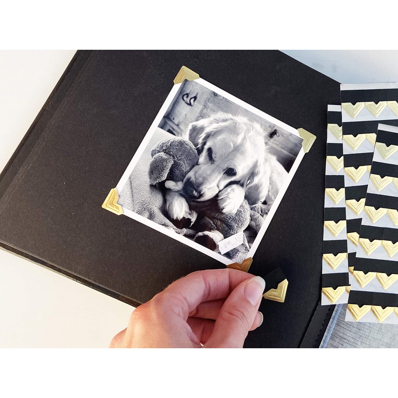 3L Scrapbook Adhesives Self-Adhesive Creative Paper Photo Corners, Gold, 108-Pack
