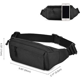 Tactical Fanny Pack, Military Waist Bag, Money Belt, Bumbag with Zipper Closure for Daily Use, Travel, Hiking, Climbing and Running,Black, Small Size, Made of Nylon