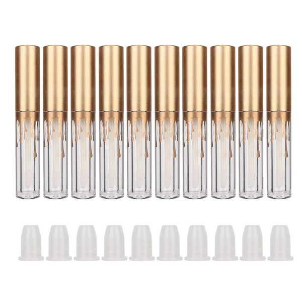 Pack of 10 2.5 ml Top Note Matte Gold Empty Lip Gloss Tube, Lip Gloss Reusable Bottles, Plastic Liquid Lipstick Containers