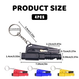 4 Pcs Car Window Breaker,2-in-1 Press-Type Windows Breaker Keychain,portable SeatBelt Cutter,Mini Safety Hammer,Glass Breaking Tools,Emergency Escape Tool for Land and Underwater Cars Escape