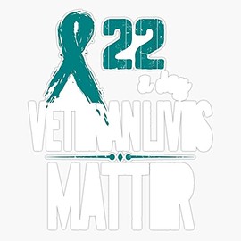 HOF Trading 22 A Day Veteran Lives Matter Retro USA American Flag PTSD Awareness Teal Ribbon Gift Vinyl Sticker Waterproof Decal Laptop Wall Window Bumper Sticker 5"