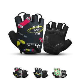 Konvinit Children's Fingerless Cycling MTB Gloves for Boys and Girls, 2-10 Years, Non-Slip, Breathable, for Scooter, Outdoor Sports, Spring, Summer, black