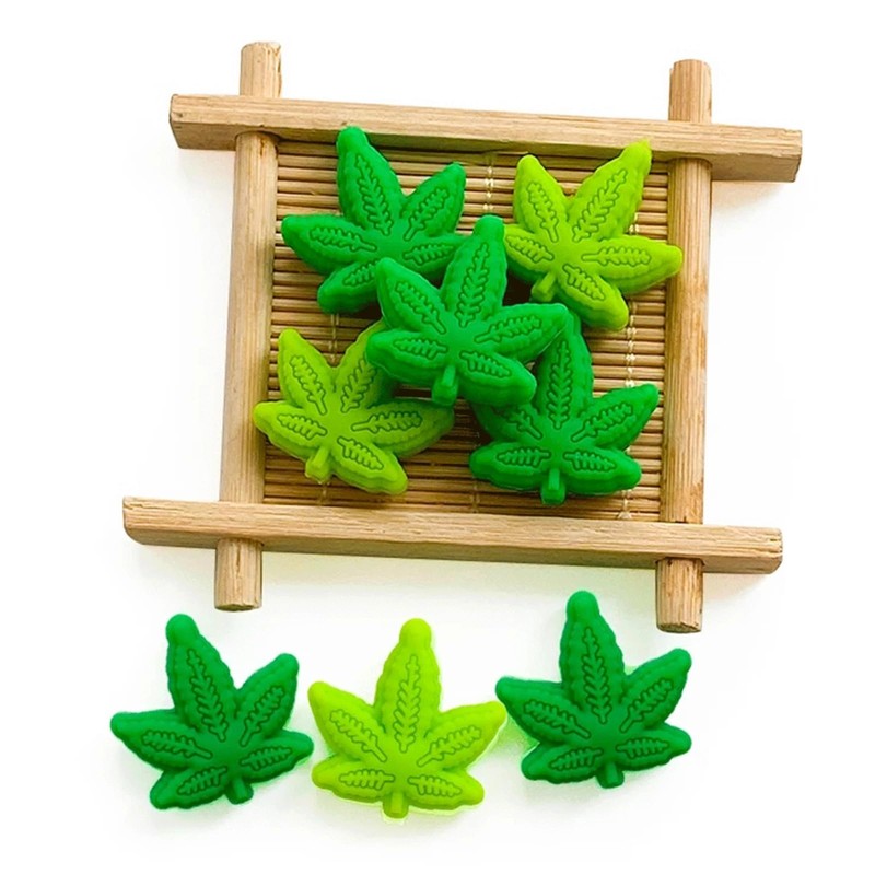 10PCS Maple Leaf Silicone Beads - Colorful Bulk Spacer Focal