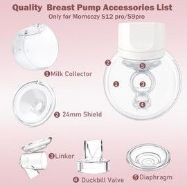Beast Pump Full Set Milk Collector Cup 24mm Only Compatible with Momcozy S12 Pro/S9 Pro Breast Pump, NOT for S9/S12,for S12 Pro/S9 Pro Wearable Breast Pump Replacement Parts with 24mm Flange