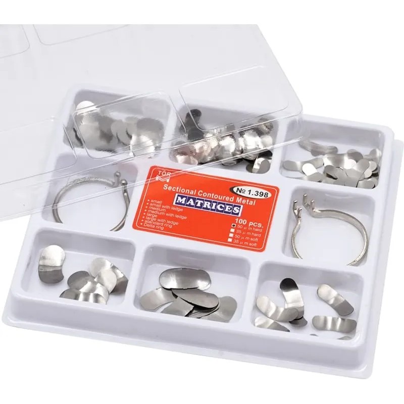 Banda Matriz Dental Contorneadas 100 Pzs Anillos Kit