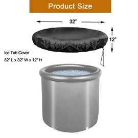 Ice Tub Cover - Outdoor Cold Bath Cover, Keeps Ice Bath Clean, 32" L x 32" W x 12" H