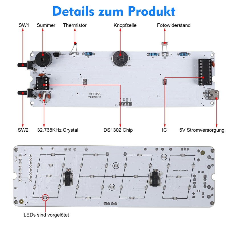 PEMENOL 4 Digit Digital DIY Clock Craft Set Soldering Practice