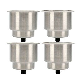 FreeTec Stainless Steel Drink Holder with Drain Bottle Holder for Yacht Boat Car (Pack of 4)