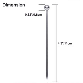 Waterstone Stainless steel Cocktail Picks, Professional 4" Fruit Stick Toothpicks(Set of 12)