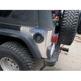 Fits Jeep Tj Wrangler 2 Pc Diamond Plate Rear Body Armor Corner Guard Kit
