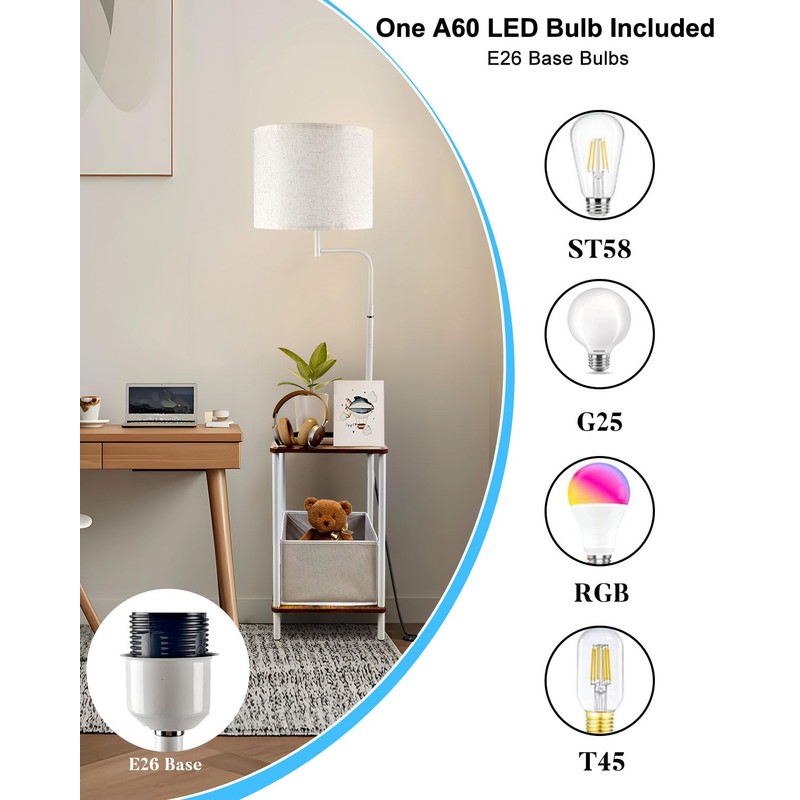 Lightdot 56" Floor Lamp with Table & Storage Bag, Dimmable