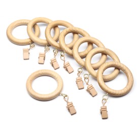 Mars Exports Rosewood Curtain Rod Rings with Clips | Wooden Drapery Rings for 1" to 2.5" Poles | Natural Finish, Durable & Stylish | Ideal for All Curtain Styles