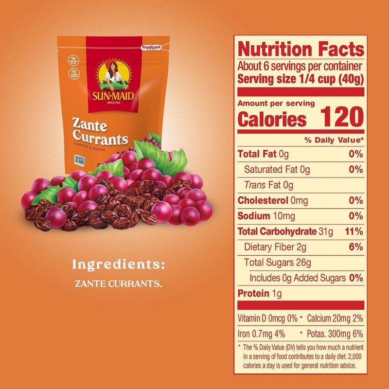 Sun-Maid California Zante Currants Snack Bags Whole Natural Dried Fruit