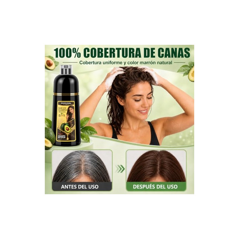 Shampoo para Canas, Hair Dye Shampoo Cubre Canas al Instante,