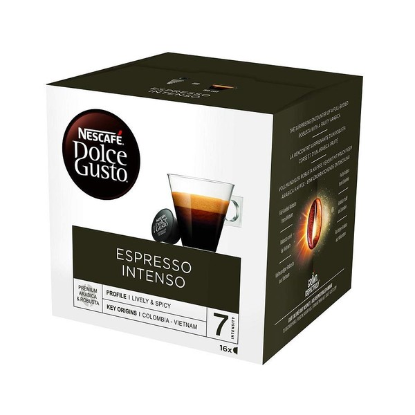 NESCAFE Dolce Gusto Espresso Intenso Coffee Pods - total of 48 Espresso Intenso Coffee pods - Coffee Intensity 7 - Medium Roast Coffee with Velvety Crema (3 Packs)