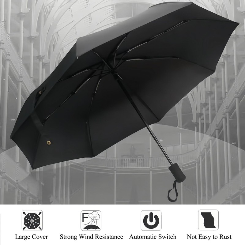 Men & Women 8 Ribs Stormproof Automatic Strong Folding Windproof