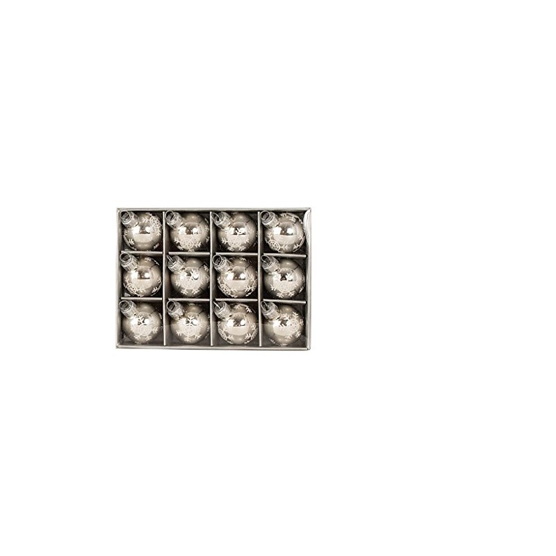 Geschenkestadl 24 Weihnachtskugel Glas Silber glänzend Schneeflocke Lametta Christbaumschmuck Ø