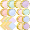 216 Pcs 72 Guests Pastel Plates and Napkins Party Supplies
