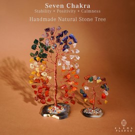 7 Chakra Tree of Life Healing Crystals & Stones, Pack of 2 Crystal Tree for Positive Energy, Wealth, Feng Shui Decor for Home and Office Desk Decoration, Good Luck Birthday Gifts for Women, Mom