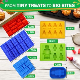 6 Pcs Chocolate Molds Silicone – Fun Robot & Brick Non-Stick Shapes, Heat-Resistant, Easy to Use and Clean, Gummy Molds Silicone Design for Candy, Chocolate, Ice, Gelatin, and Cake Decorating