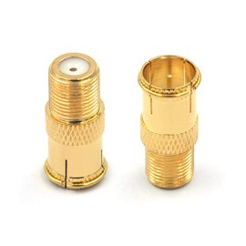 VCE RG6 Coaxial Cable Connector, Quick Push On Male to F Type Female Coax Extender Gold Plated Adapter, 5 Pack