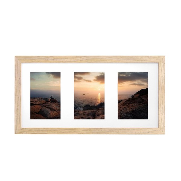 KINLINK 8x16 Panoramic Collage Picture frame Natural, Wood with Acrylic