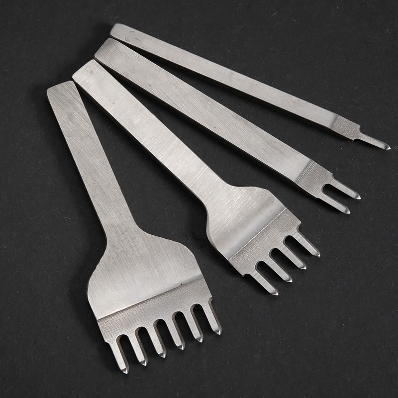 4 Pcs Hole Chisel 1+2+4+6 Prong Leather Punch Tool DIY