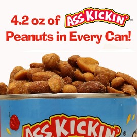 ASS KICKIN' Roasted Spicy Hot Peanuts – 4.25 oz - Ultimate Spicy Gourmet Gift Peanuts - Try if you dare! (Habanero Honey)