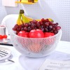 IBWell White Metal Mesh Double-layer Fruit Basket, Large Round Storage