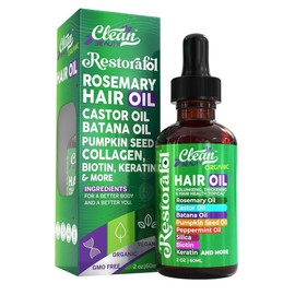 Rosemary Hair Growth Oil with Castor, Batana, Pumpkin Seed, Peppermint, Biotin, Collagen, Keratin, Saw Palmetto, Horsetail, Tea Tree & Silica