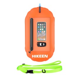 Hikeen Swimming Buoy with Storage Space, Waterproof Swim Safety Float, Adjustable Waist Belt, Suitable for Open Water Swimmers, Bright Colors, Safety, orange, 1 x Orange