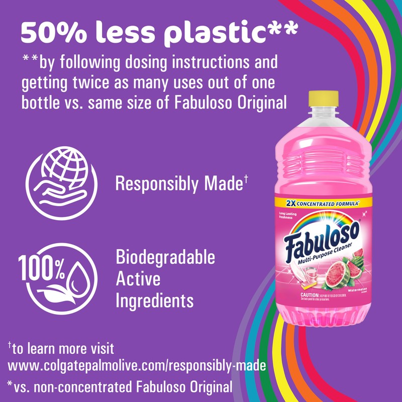 Fabuloso Multi-Purpose Cleaner & Floor Cleaner, 2X Concentrated, Watermelon Scent,