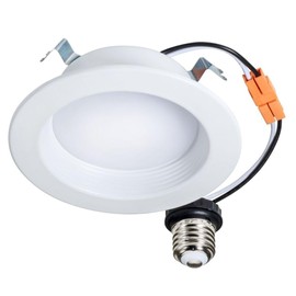 Topaz RTL/433WH/10W/D 4 Inch 10 Watt LED Recessed Retrofit Downlight, Dimmable, 3000K, Round Baffle Trim, White Finish, 120V (1)