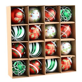 3.15’’ Christmas Balls Ornaments - 16PCS Plastic Christmas Tree Ornaments Balls, 2024 Christmas Ornaments, White Green Silver and Red Hanging Decorations, Shatterproof Ornaments for Christmas