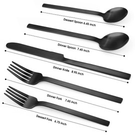 Black Silverware Set, LAZAHOME 20-Piece Flatware Cutlery Set Service for 4, Stainless Steel Kitchen Utensil Set, Spoons And Forks Set, Matte Finished, Dishwasher Safe