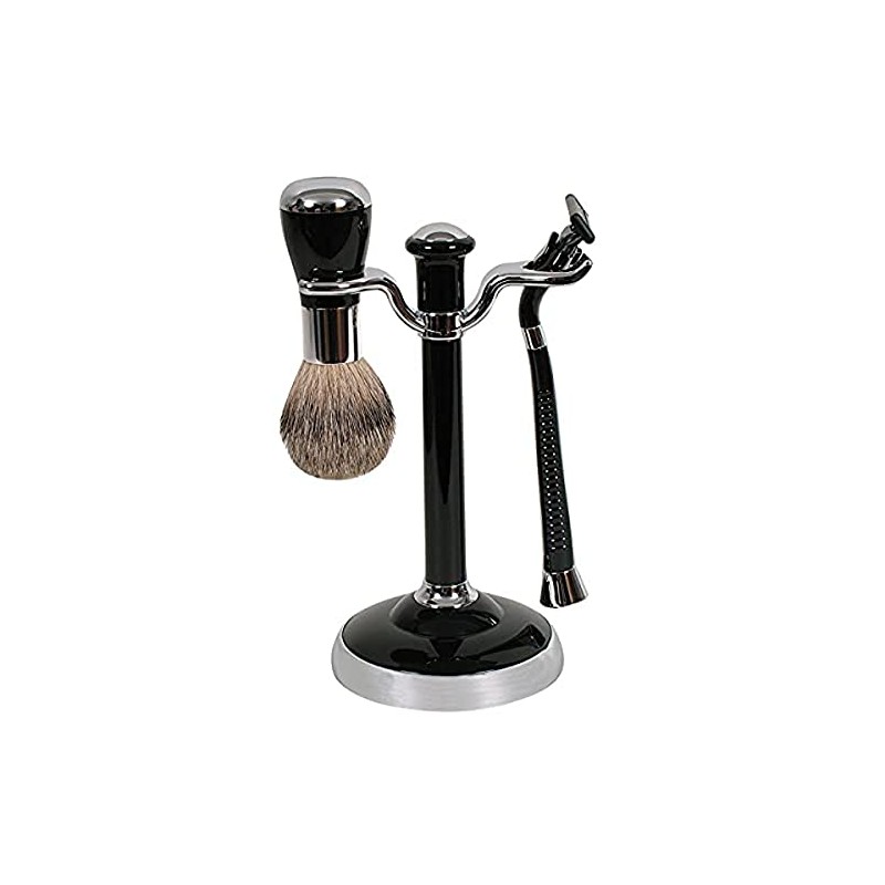 Comoy WG Mak3 Shave Set, Black/Chrome