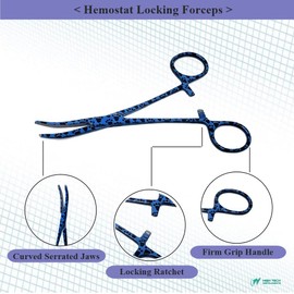 Dog/Cat Pet Ear Hair Puller 5.5" Hemostat Forceps Serrated Curved Jaws Ear Care Forceps, Made of Stainless Steel-Helps In Cleaning Ear Nose Face Paws Hair-Multipurpose Works on All Kind of Hair, BLUE