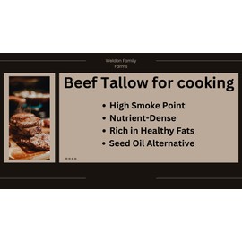 Weldon Family Farms, Rendered Beef Tallow for Cooking, 2 pack, Made From Beef Suet, Premium cooking oil, 16oz Total, Keto, Paleo, Carnivore, and Low-Carb Diets