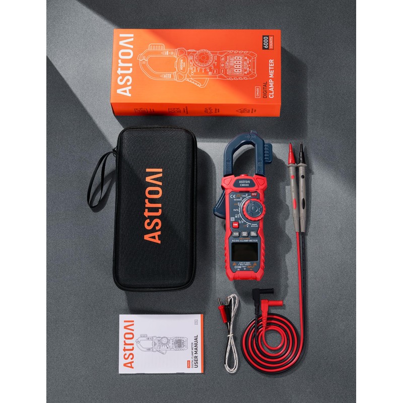 AstroAI Inrush Digital Clamp Meter Multimeter 1000A TRMS 6000 Counts,