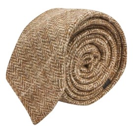 King & Priory Brown Herringbone Windowpane Check Tweed Tie, Mens Necktie