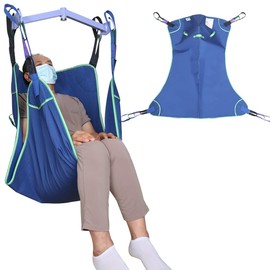 EZ Assistive Patient Lift Sling, Fully Body Lifting Sling with Twisted Fabric,500 lbs (Blue, Large-Blue)