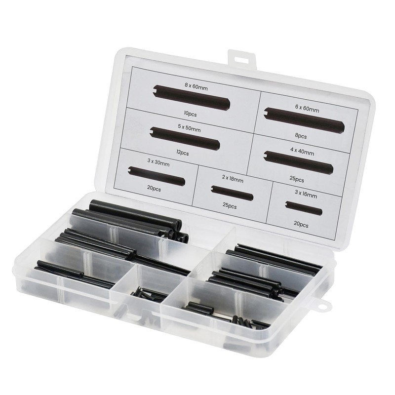 Dapetz ® 120Pc Assorted Roll Pins Set Steel Spring Roll
