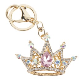 Crown Shape Rhinestone Keychain for Sparkling Keyring Decor Pendant,Rhinestone Crown Shape Keychain, Zinc Alloy Polishing Keychain for Backpack Wallet Handbag Purse Wallet, Shiny Crown Shape decor