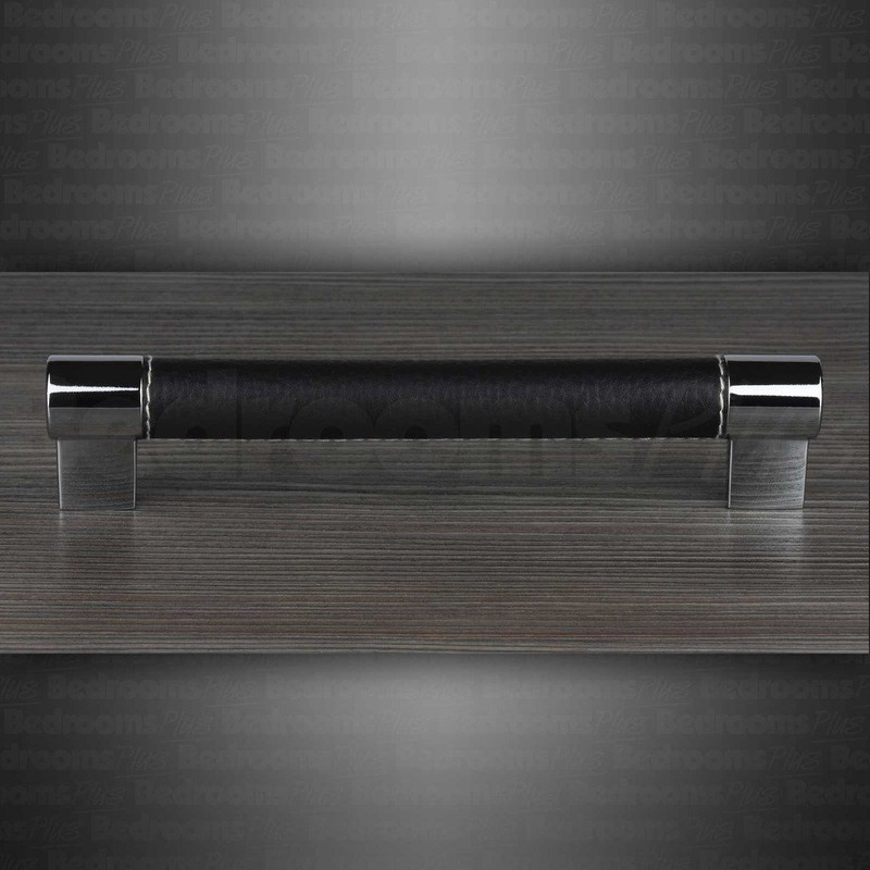 Leather Chrome Bar Kitchen Cabinet Door Handle Cupboard Drawer Bedroom