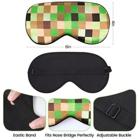 2 Pcs Sleep Mask for Kids Boys, Silk Eye Covers for Sleeping, Adjustable Strap & Light Blocking Design, Teen Children's Bedtime Blindfold for Travel and Home Use with Gift Box (My World)