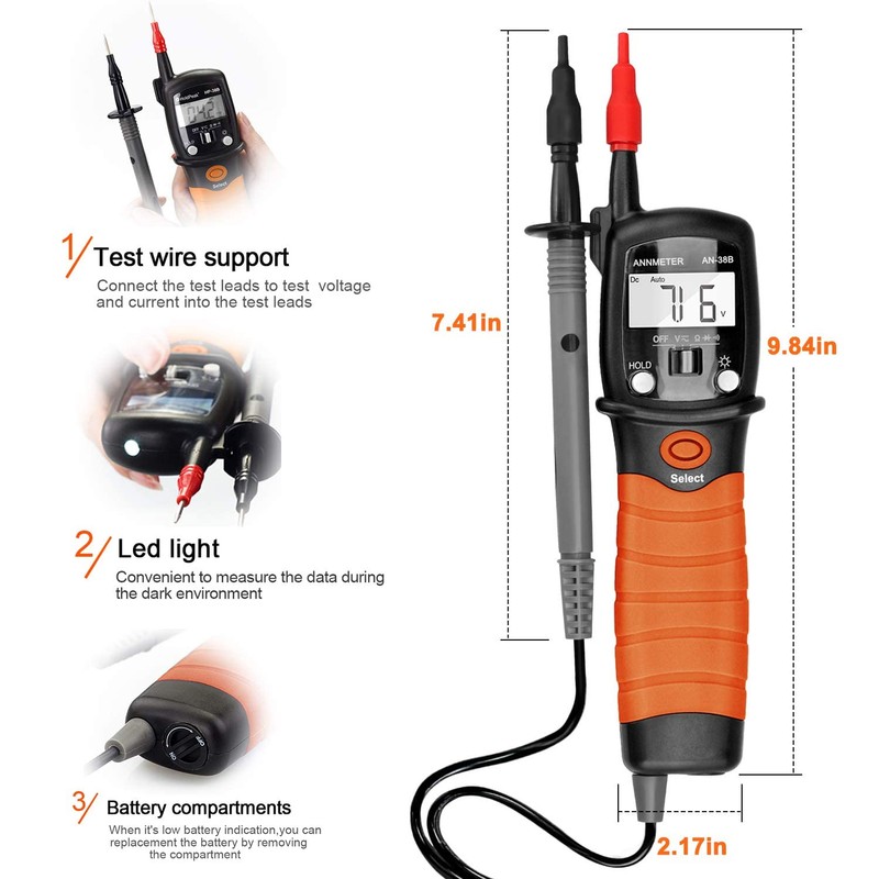 Pen Shape Multimeter - AC/DC Voltage 600V Tester, Resistance 20M
