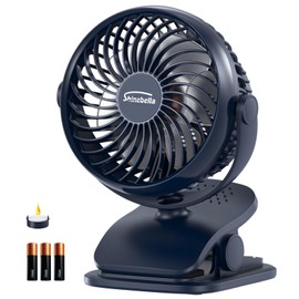 AA Battery Operated Clip-On Fan with Aroma, 4 Speeds, 5-inch Small Personal Fans for Baby Stroller, USB Powered, Quiet, 360° Rotation for Desk/Dorm/Camp/Golf Cart, Portable Home/Office/Bed Use