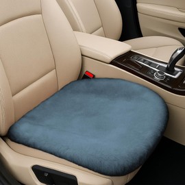 UHANBUT Sheepskin Car Seat Cushion, Soft Faux Fur Auto Seat Cover, Breathable Comfort Seat Protector Pad, Fluffy Non-Slip Winter Driver Seat Cover for Car, Truck, Office, Home Decoration (Grey)